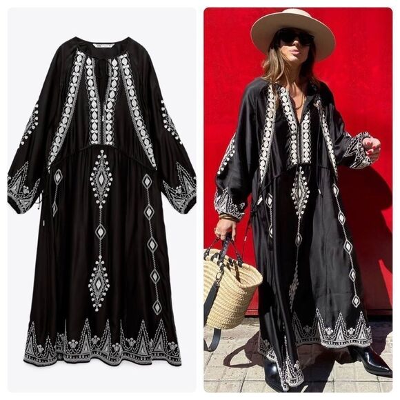 Zara Dresses & Skirts - Zara Embroidered  Dress Limited Edition New Black